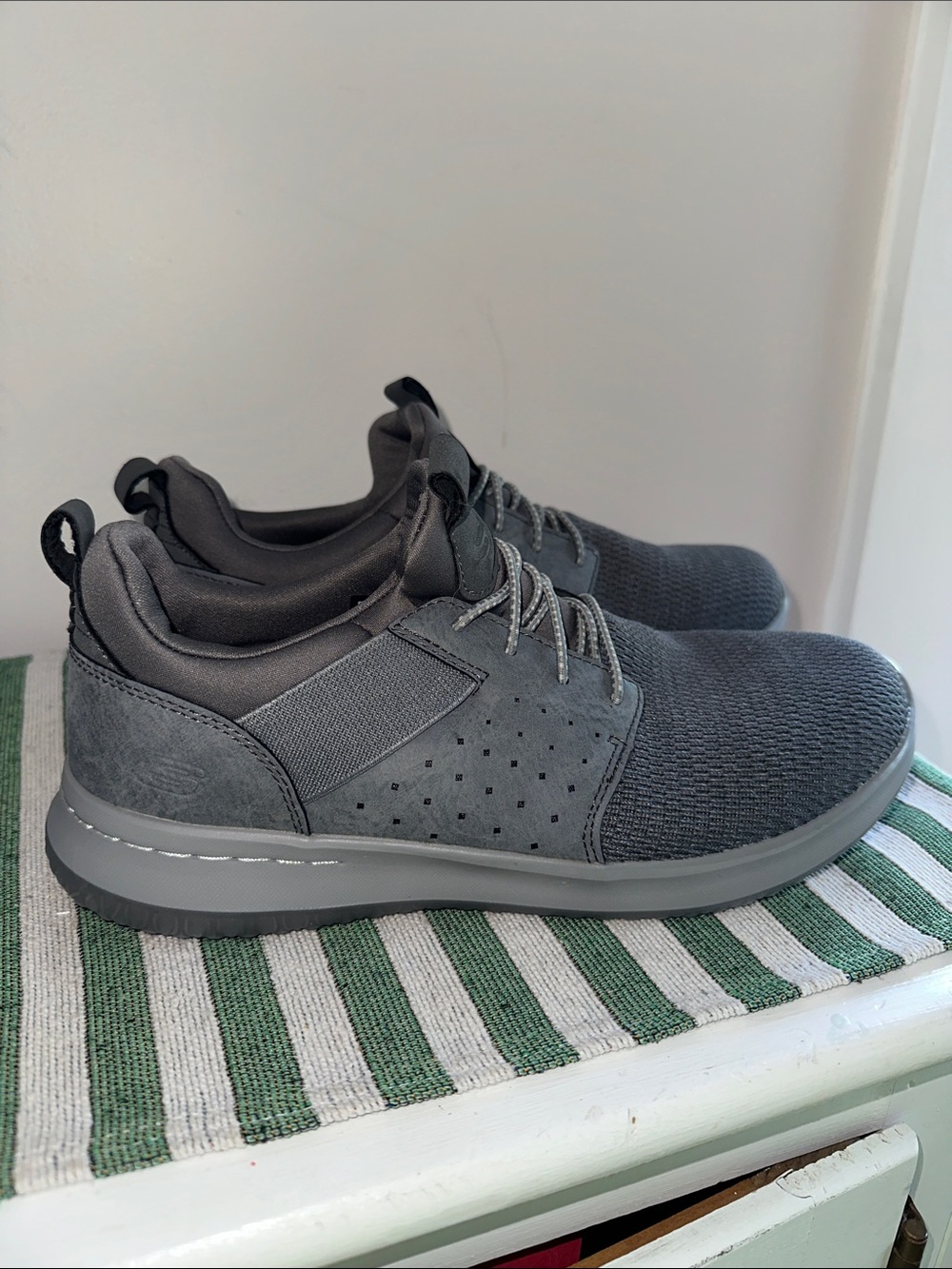 Skechers Men's All-Day Gray Knit Lace-Up Sneakers